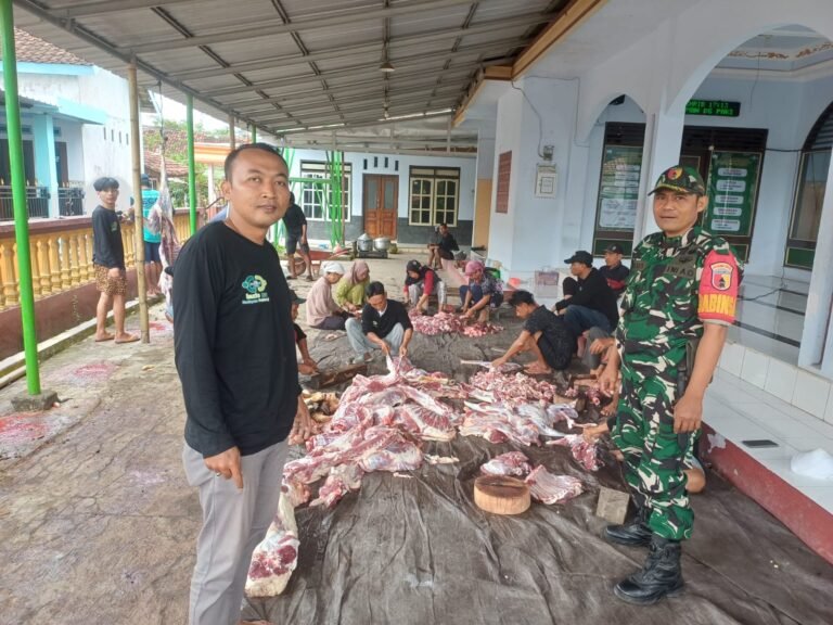 Babinsa Koramil 0825/14 Kabat Aktif Dampingi Penyembelihan Hewan Kurban di Sejumlah Masjid